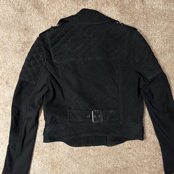 Alice + Olivia Quilted, Suede Goat Leather Biker Jacket, S - Picture 9 of 10